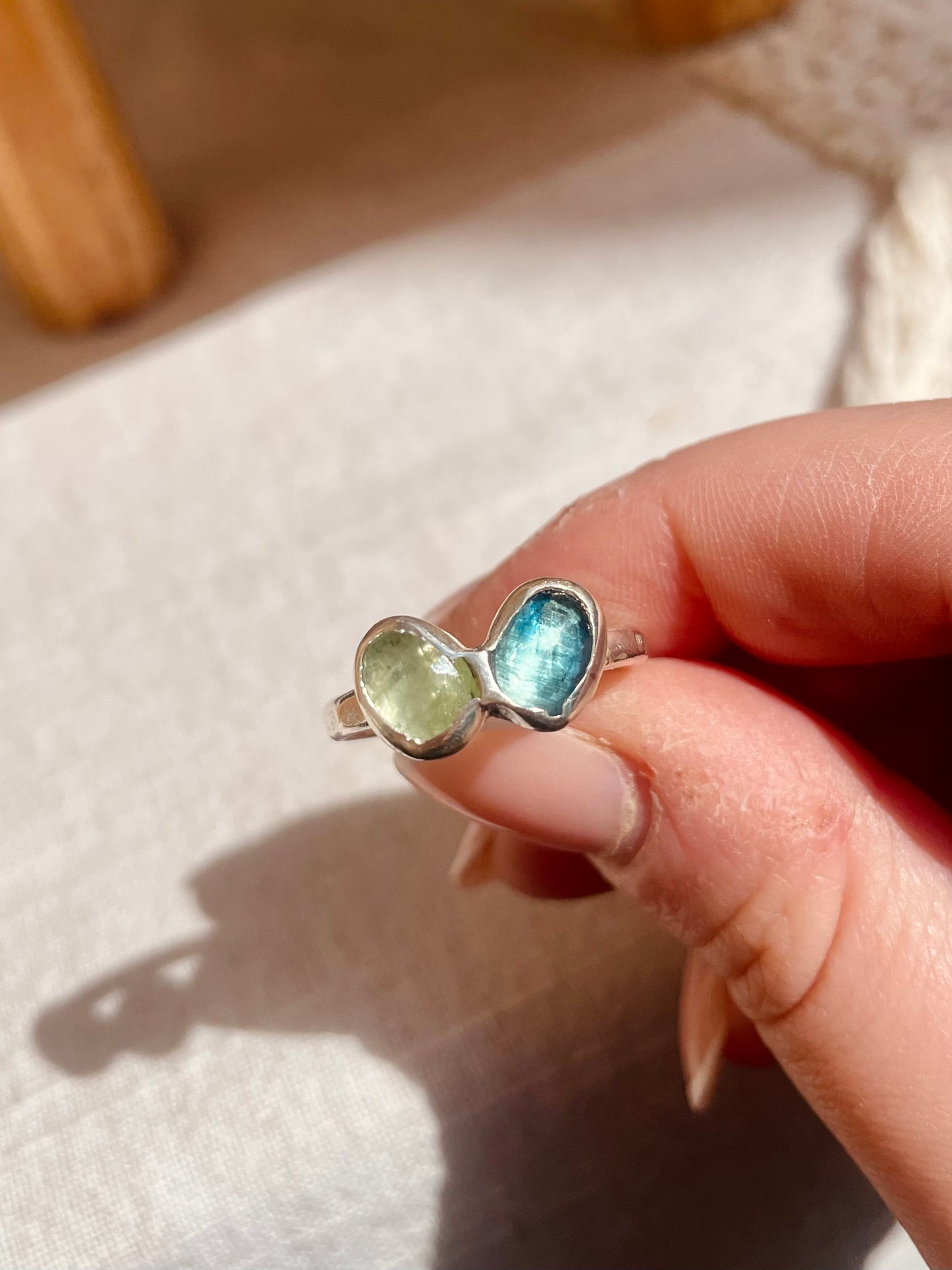 Mint Green and Blue Kyanite Ring