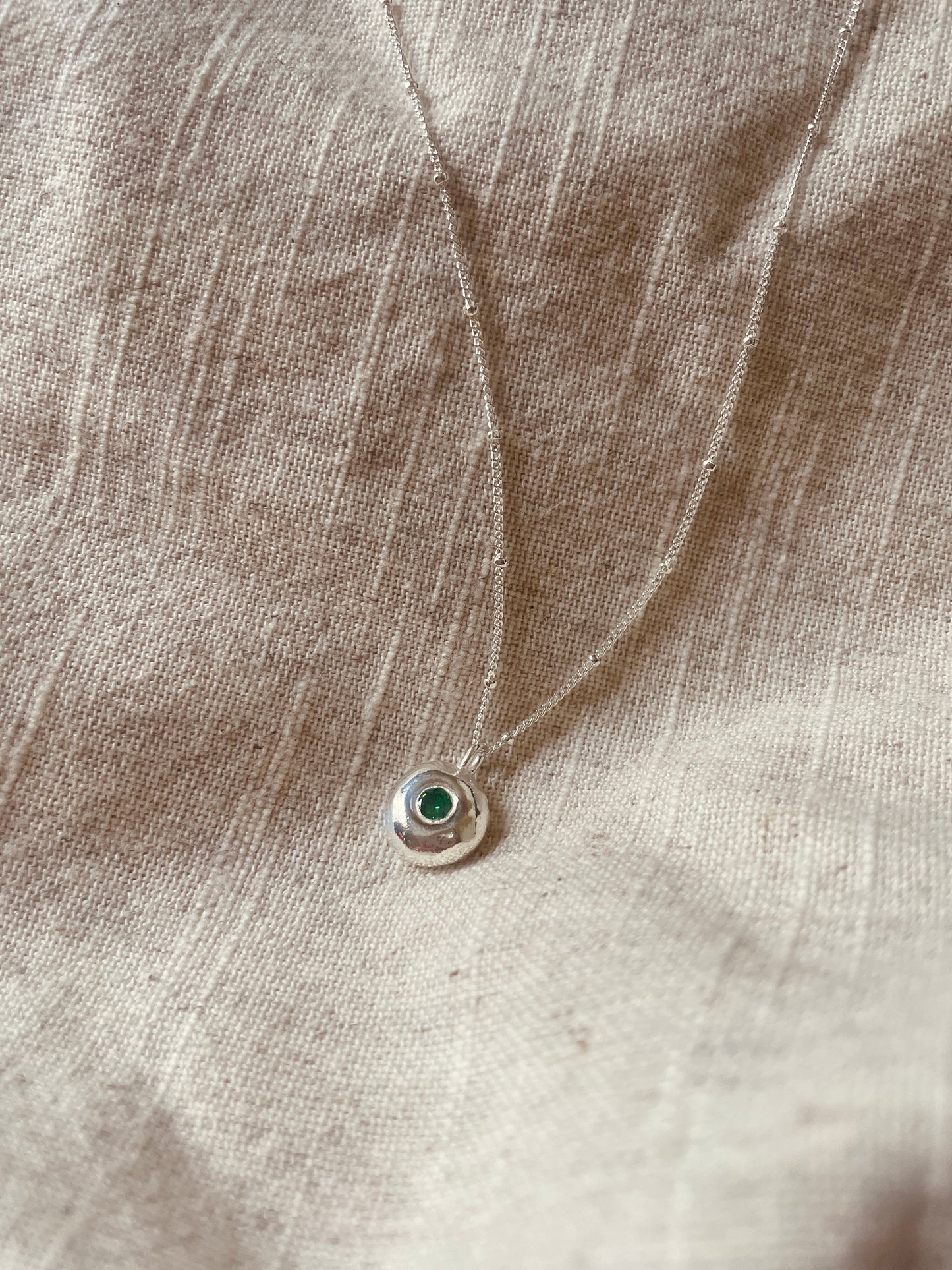 Green Zirconia Pebble Necklace