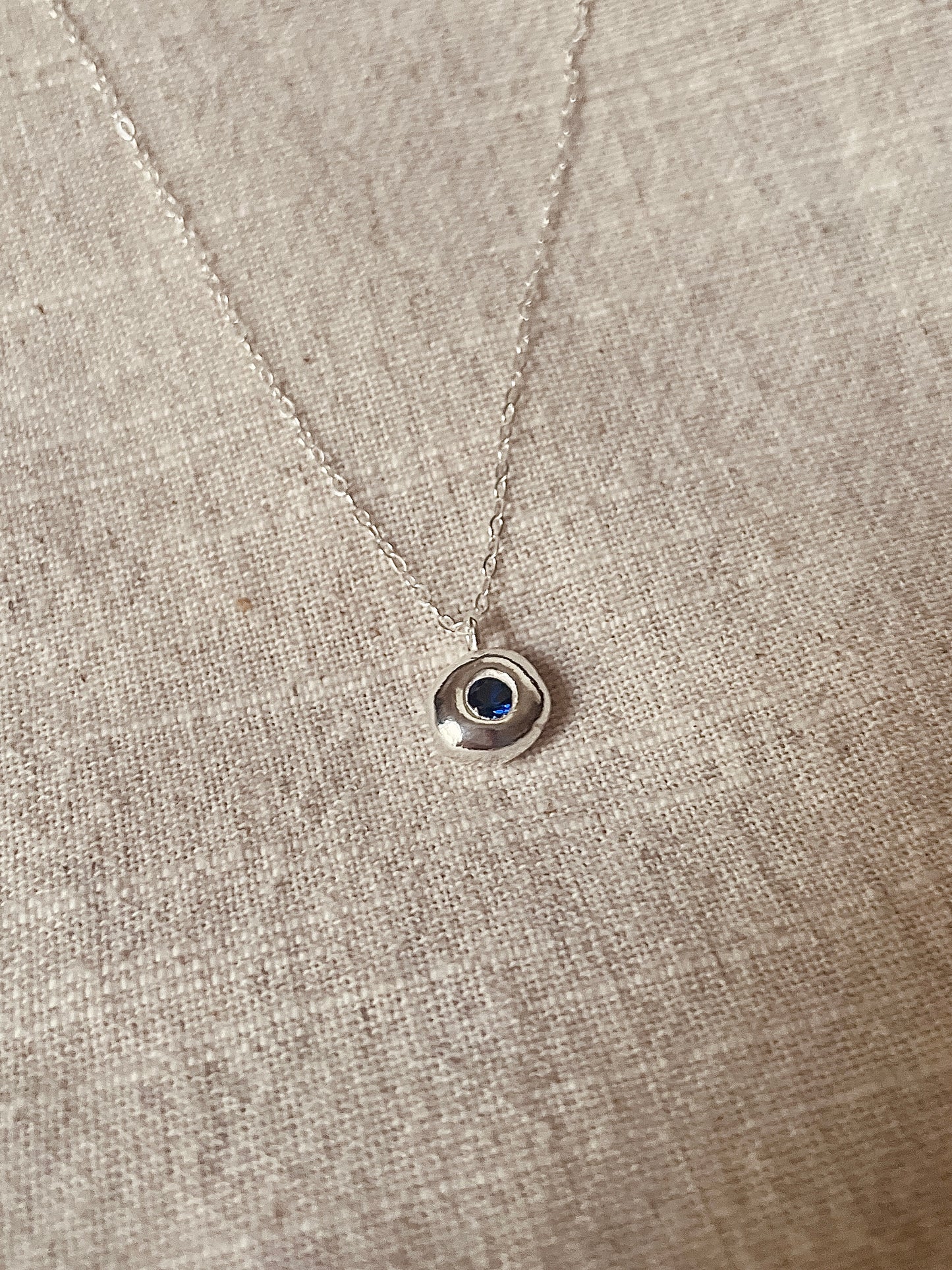 Synthetic Sapphire Pebble Necklace