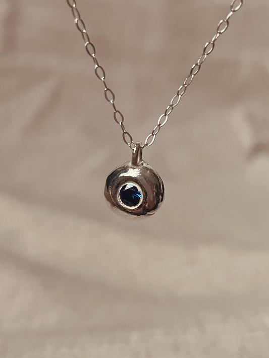 Synthetic Sapphire Pebble Necklace