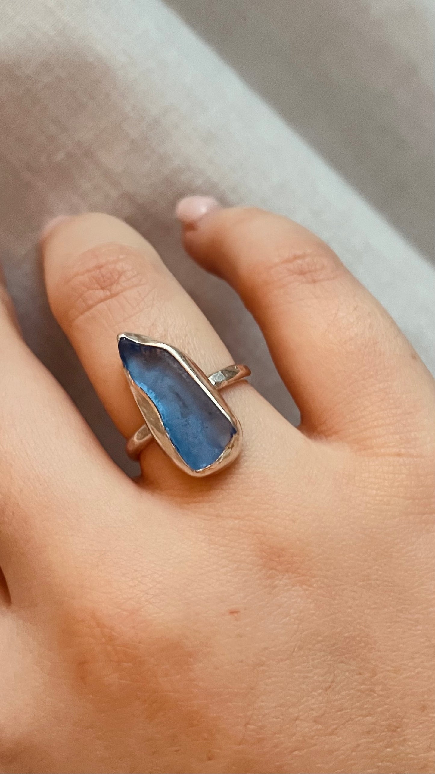 Blue Seaglass Ring