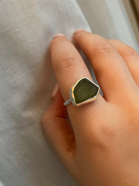 Green Seaglass Ring