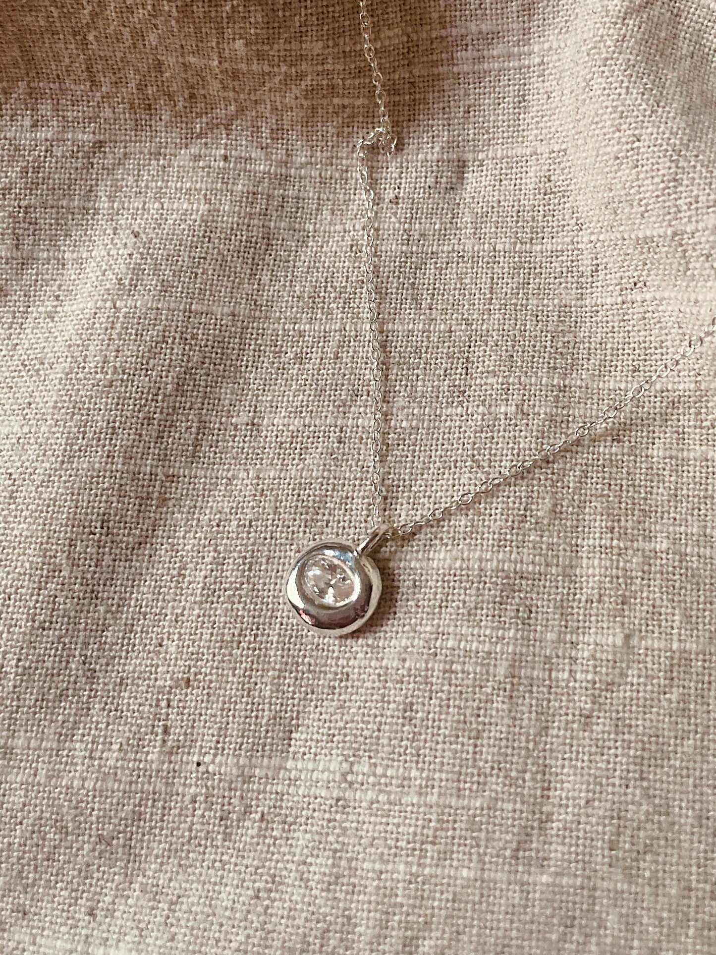 Oval Zirconia Pebble Necklace