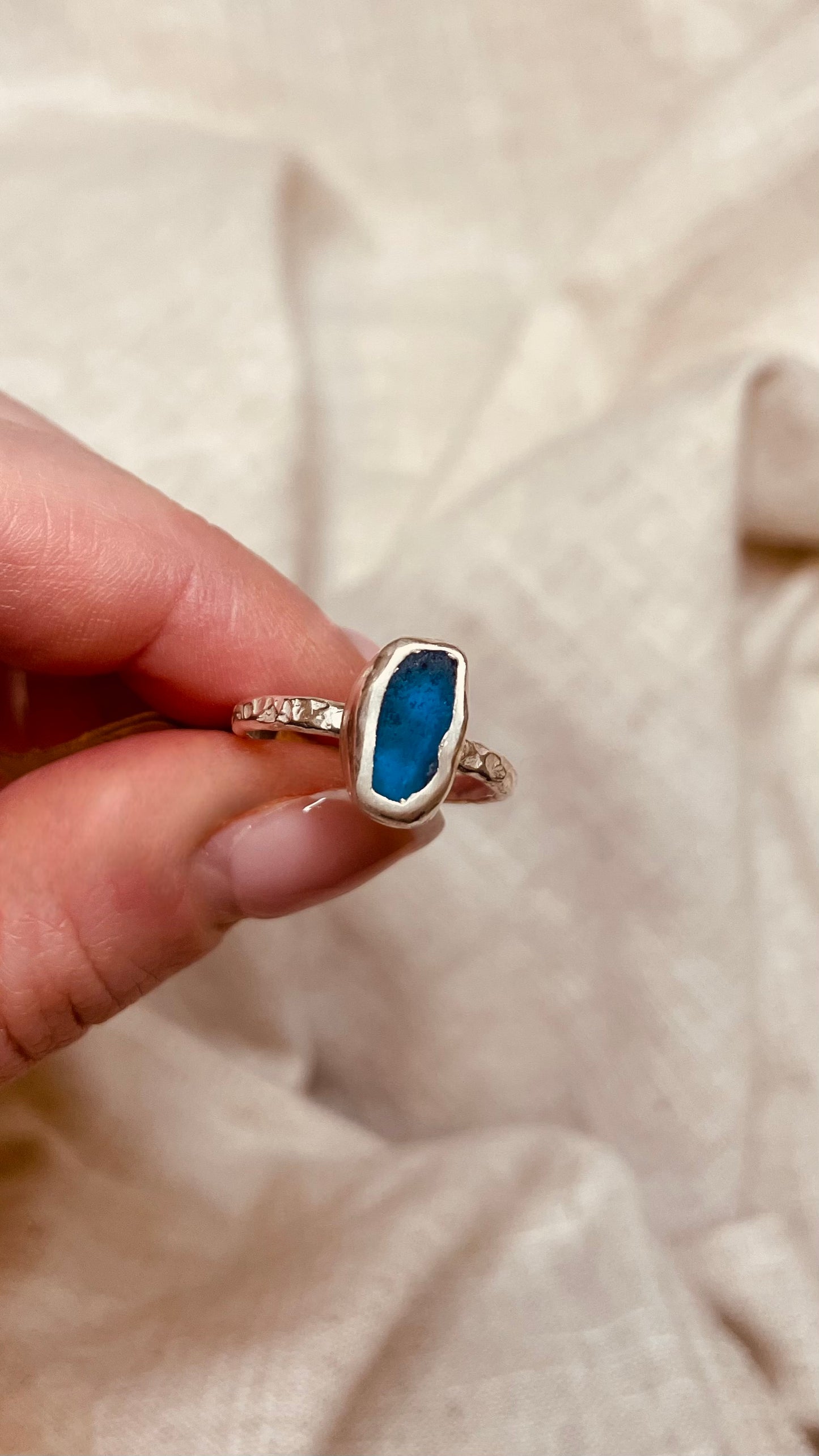 Blue Seaglass Ring