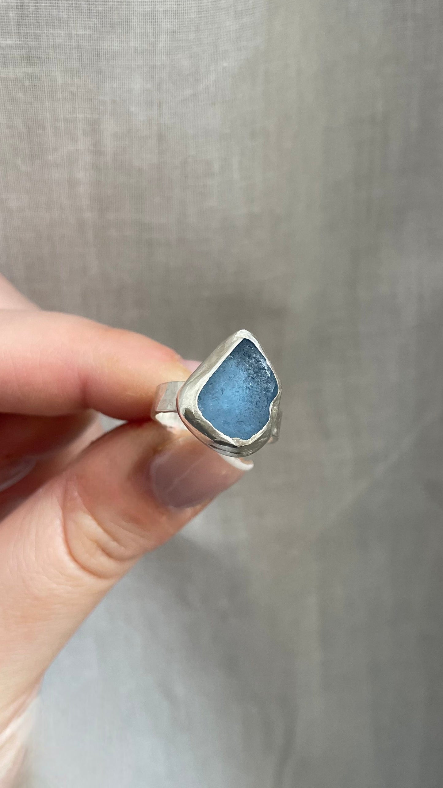 Blue Seaglass Ring