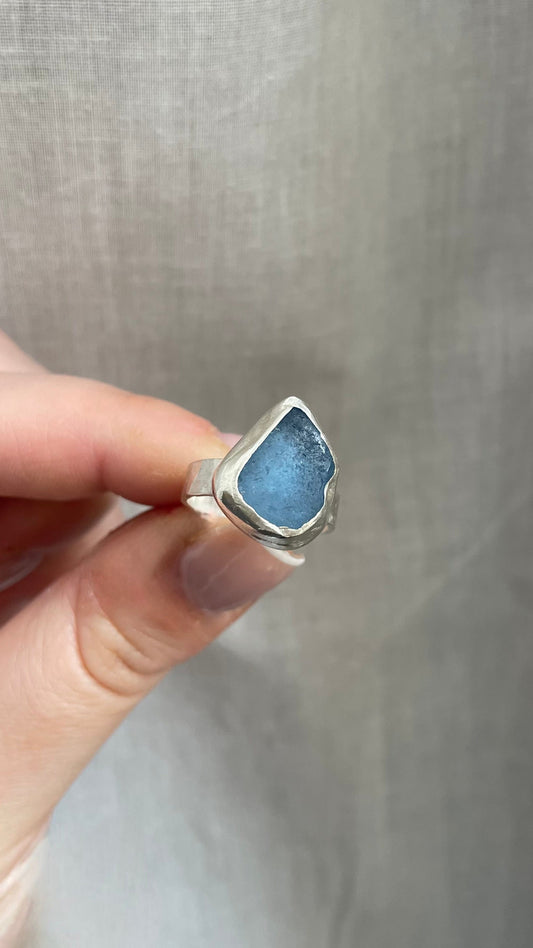 Blue Seaglass Ring