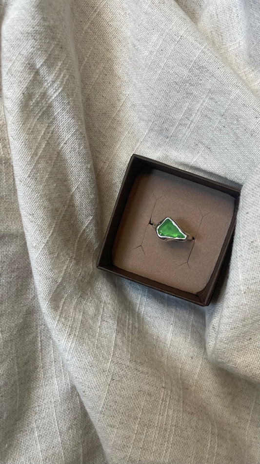 Green Seaglass Ring