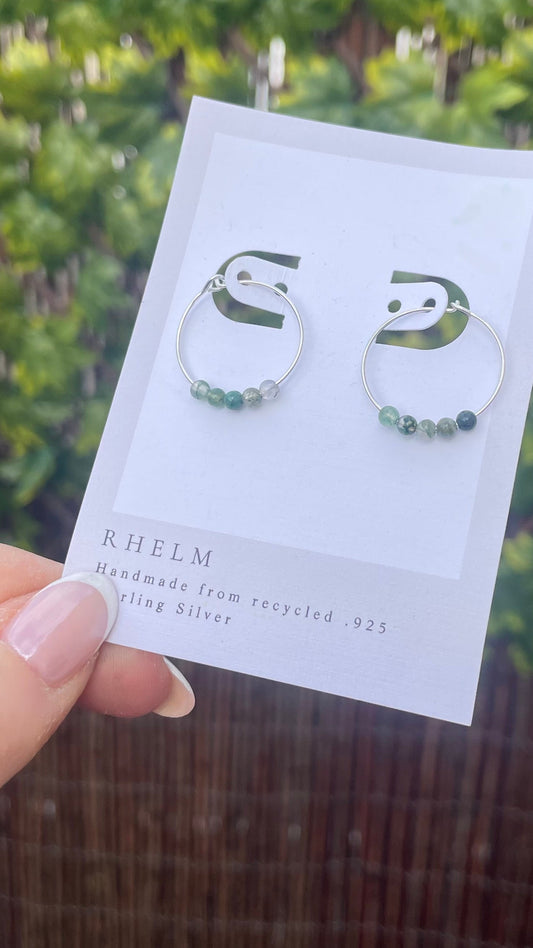 Moss Agate Hoops