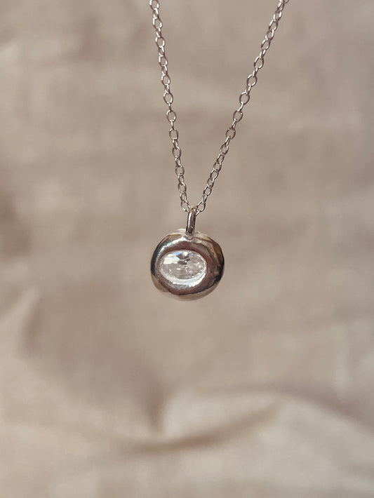 Oval Zirconia Pebble Necklace