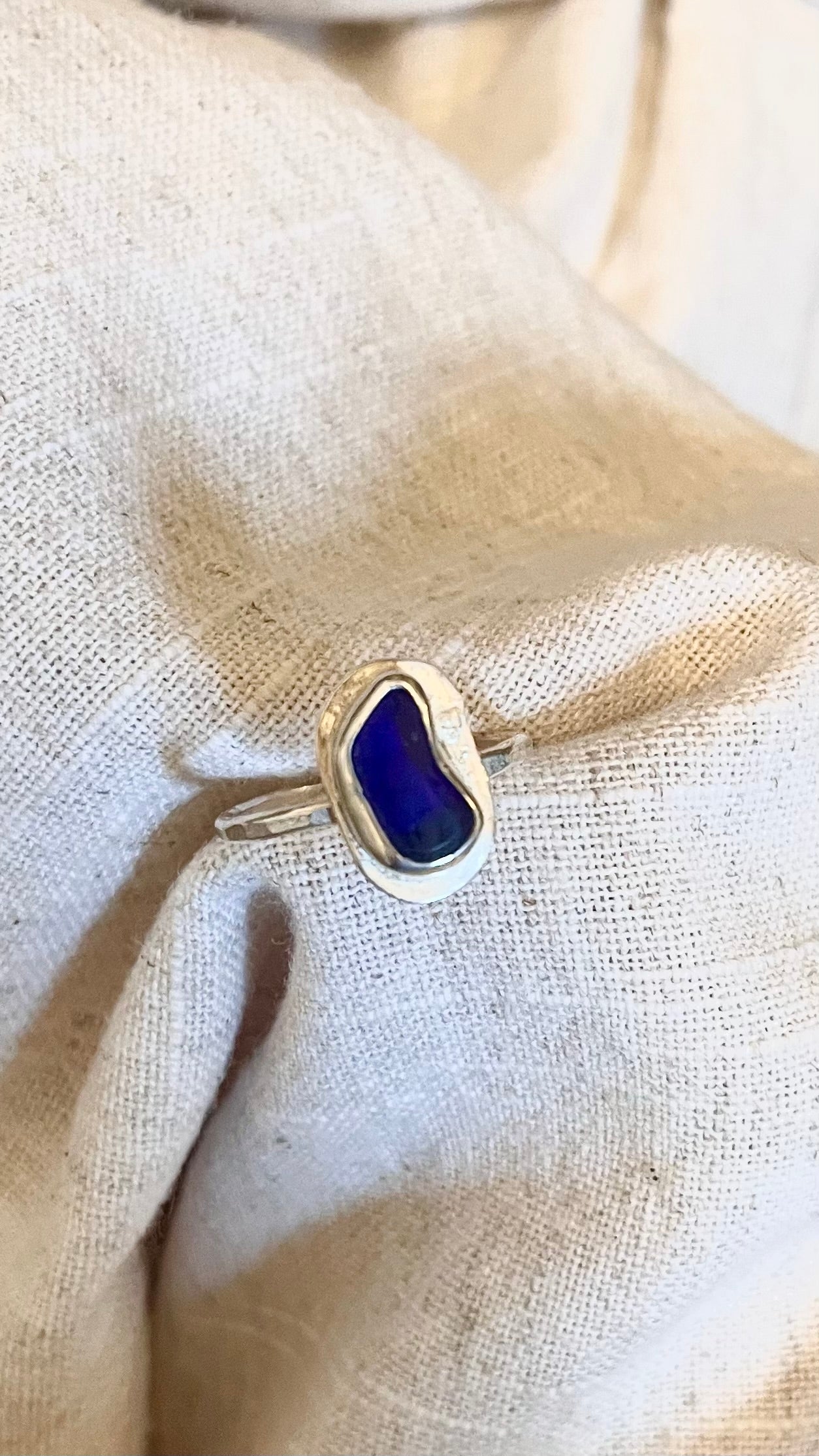 Blue Seaglass Ring
