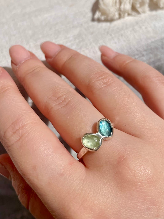 Mint Green and Blue Kyanite Ring