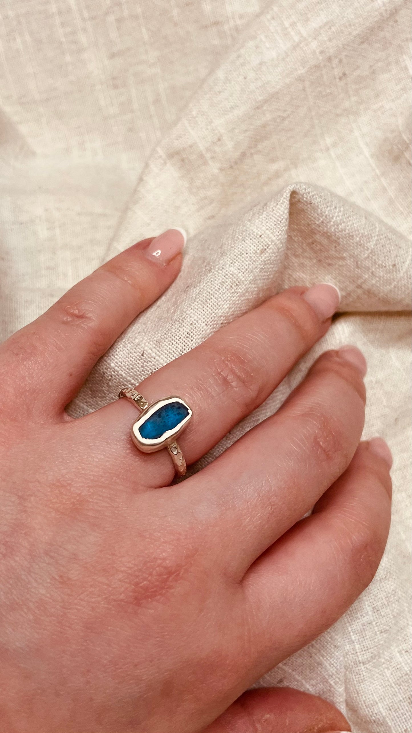 Blue Seaglass Ring