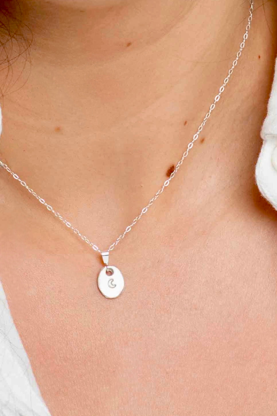 Crescent Moon Carved Necklace